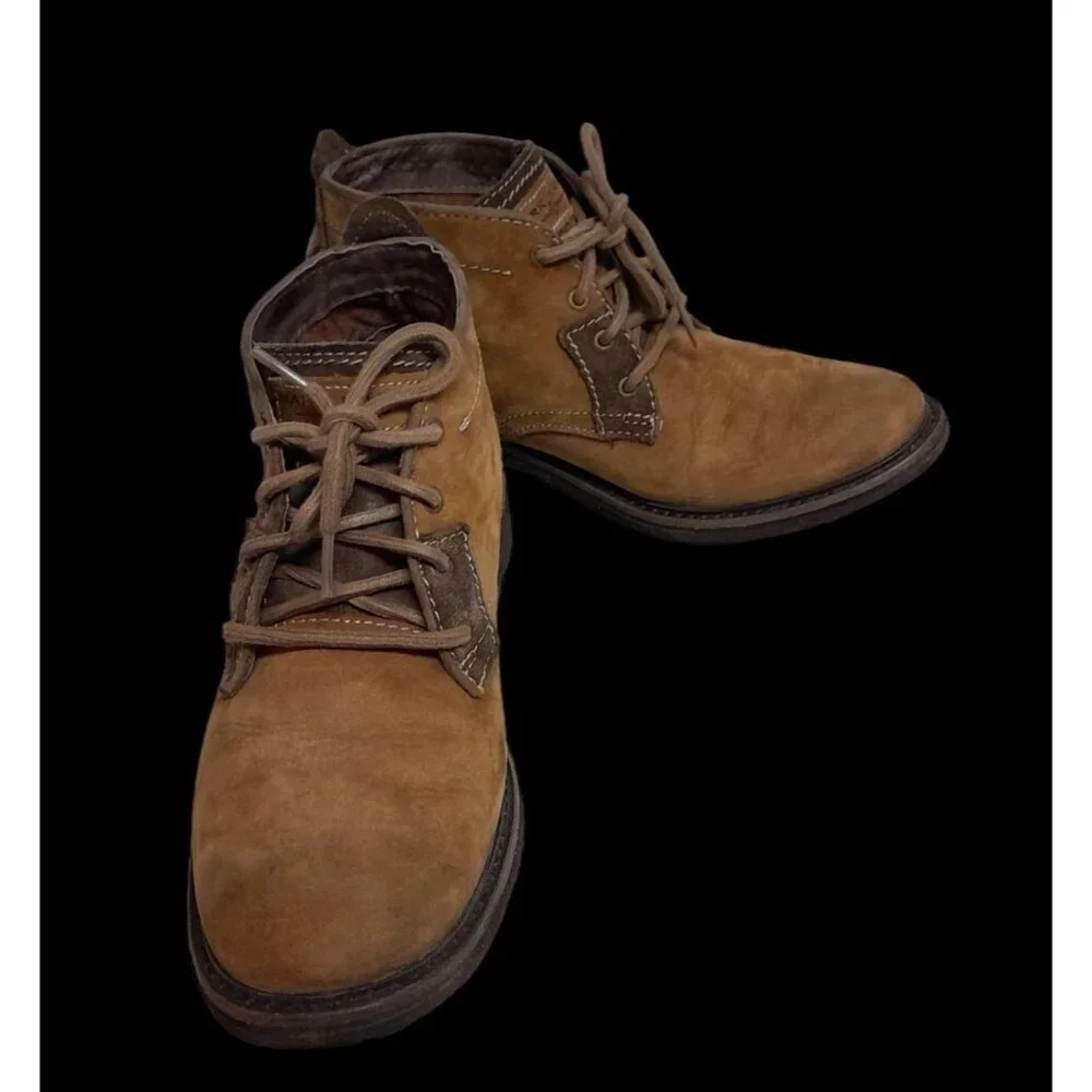 Mens Ankle Boot 70s Inspired Chunky Leather Suede Lace Up Rugged Utility Size 9